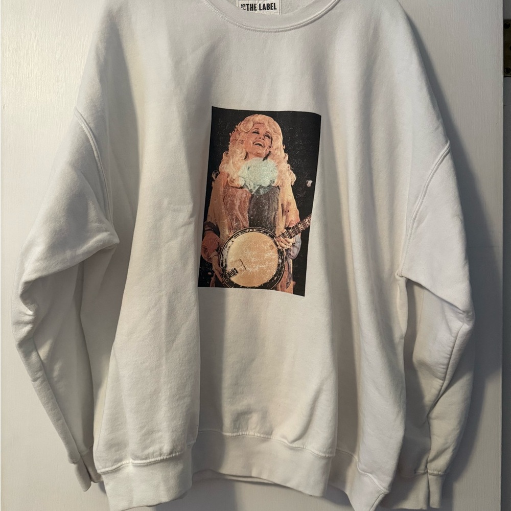 Dolly Parton 3:15 The Label Graphic White Sweatshirt Vintage Music 2X Country